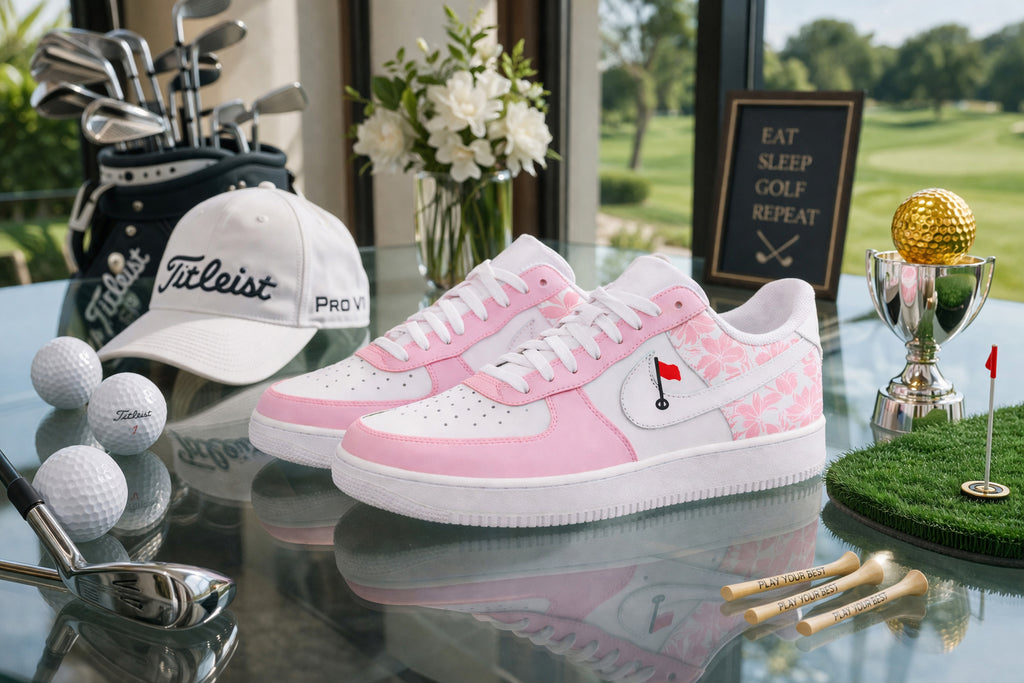 Pink Course Golf Sneakers, Personalized Golf Shoes for Men/Women, Custom Sport Shoes, Custom Golf Shoes, Unique Gift for Golf Lover SHGTP25