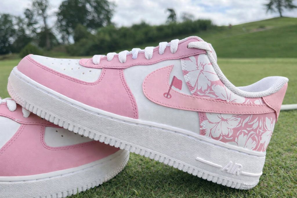 Personalized Pink Hibiscus Flower - Course Style Golf Sneakers, Golf Shoes for Men/Women, Custom Sport Shoes, Custom Golf Shoes, Unique Gift for Golf Lover SHGTP26