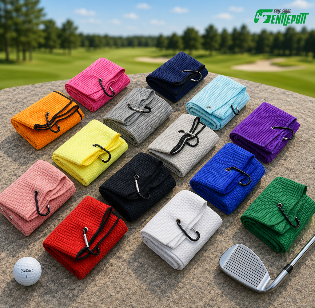 Golf Ball Waffle Towel with Clip, Absorbent Microfiber Golf Towel, Golf Bag Accessory, Golfer Gift for Men and Women TWGTP08