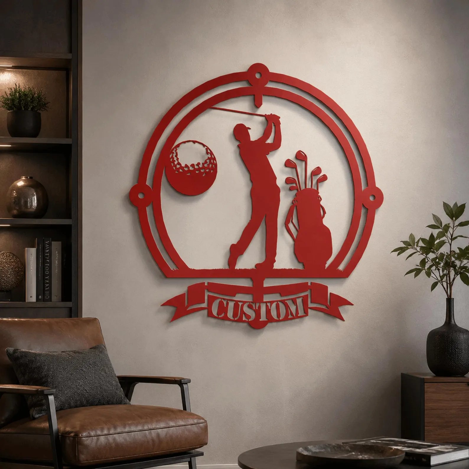 Personalized Golf Metal Wall Art : Golfer Silhouette Decor. MWAGTP10