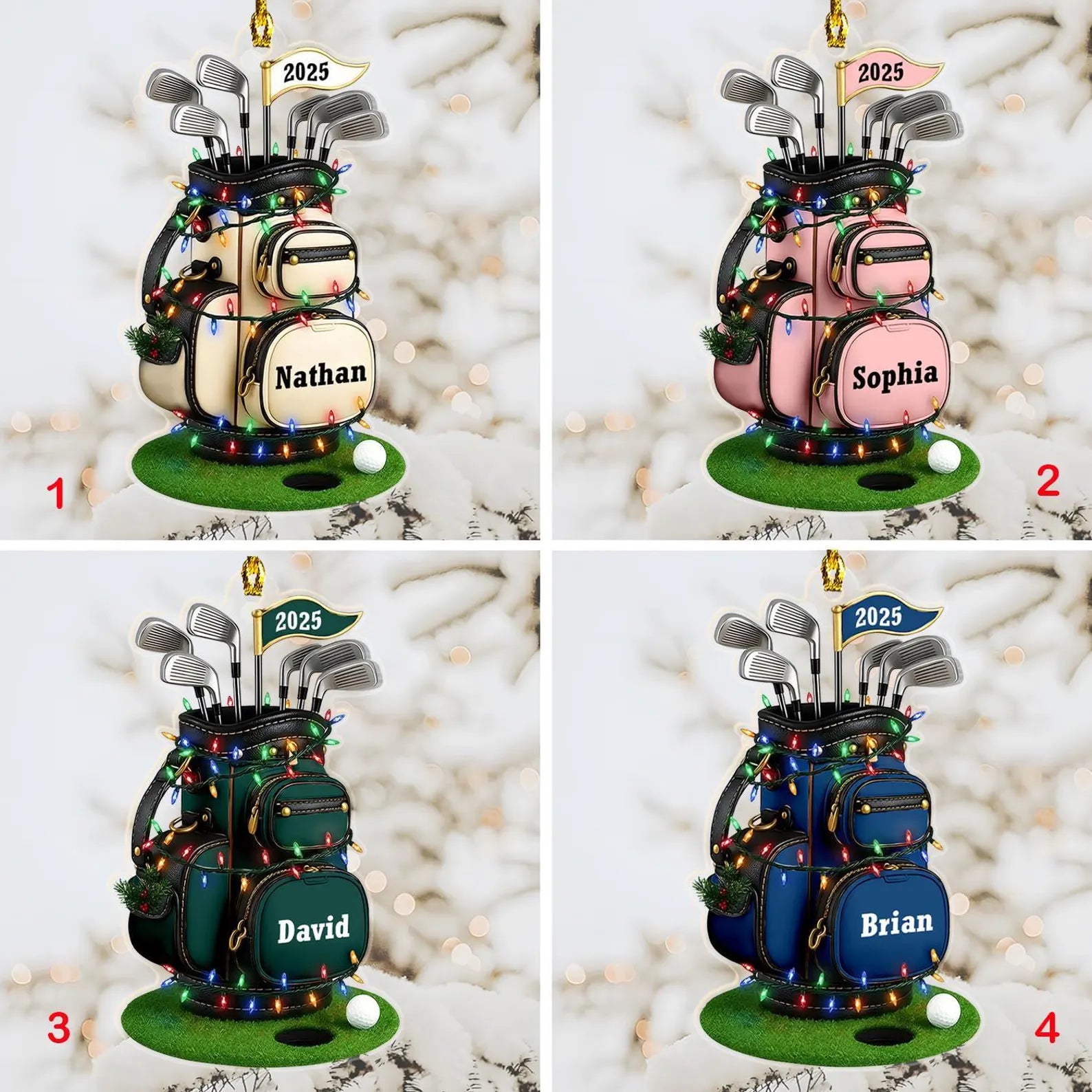 Custom Name Golf Ornament 2026, Personalized Golf Bag Gift for Him, Golf Lover Christmas Keepsake, Golfing Dad Mom Xmas, Pro Golfer Decor. ONMGTP17