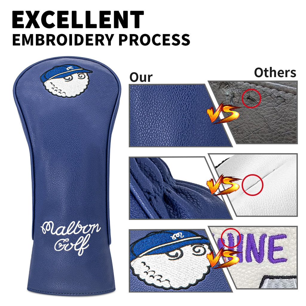 Blue Fisherman Golf Club Protective Cover, Thickened Waterproof Pu Embroidery, Driver and Fairway Wood Club Head Cover. GHGOLF2