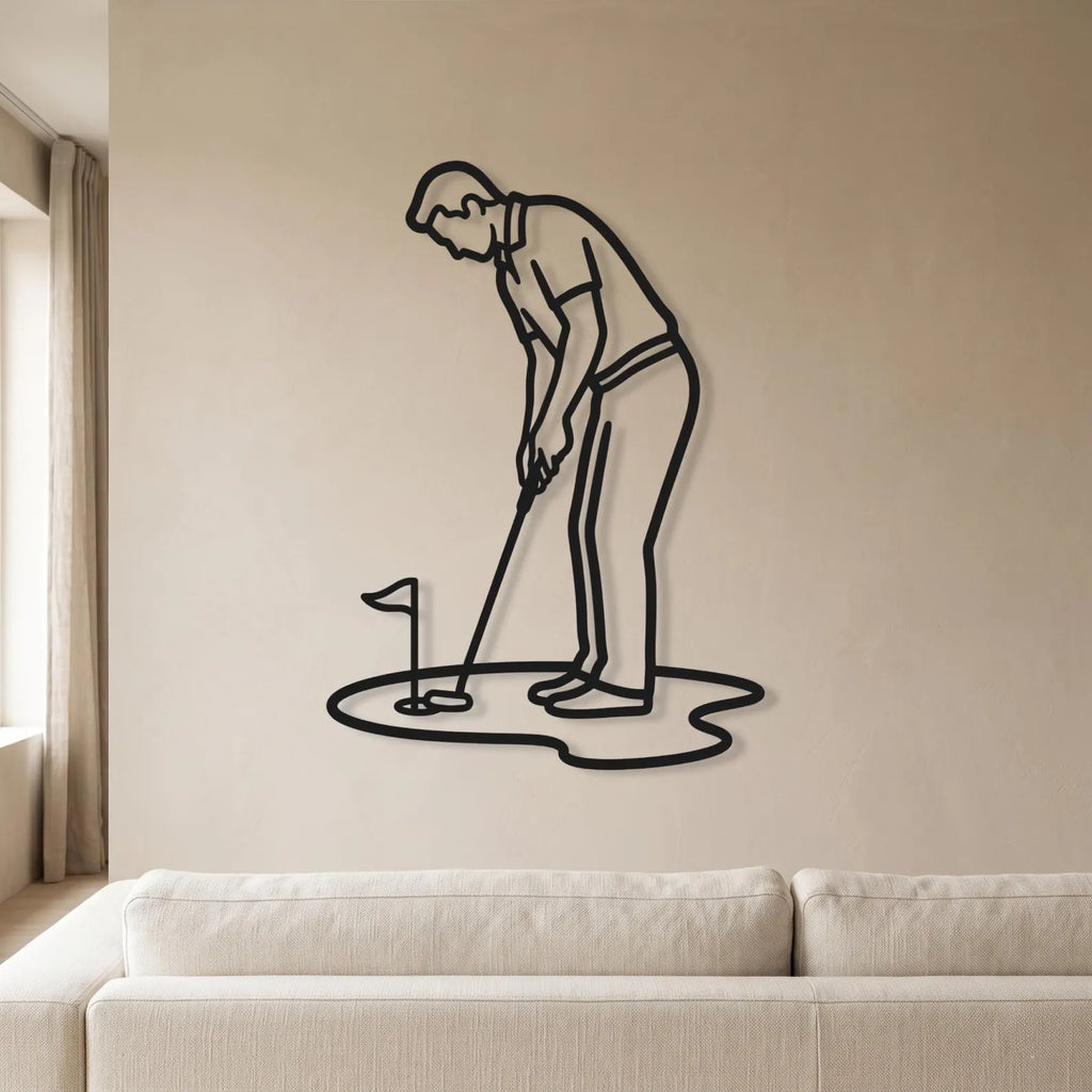 Golfer Metal Wall Art – Minimalist Putting Decor for Office and Man Cave Zeki Gözel. MWAGTP15