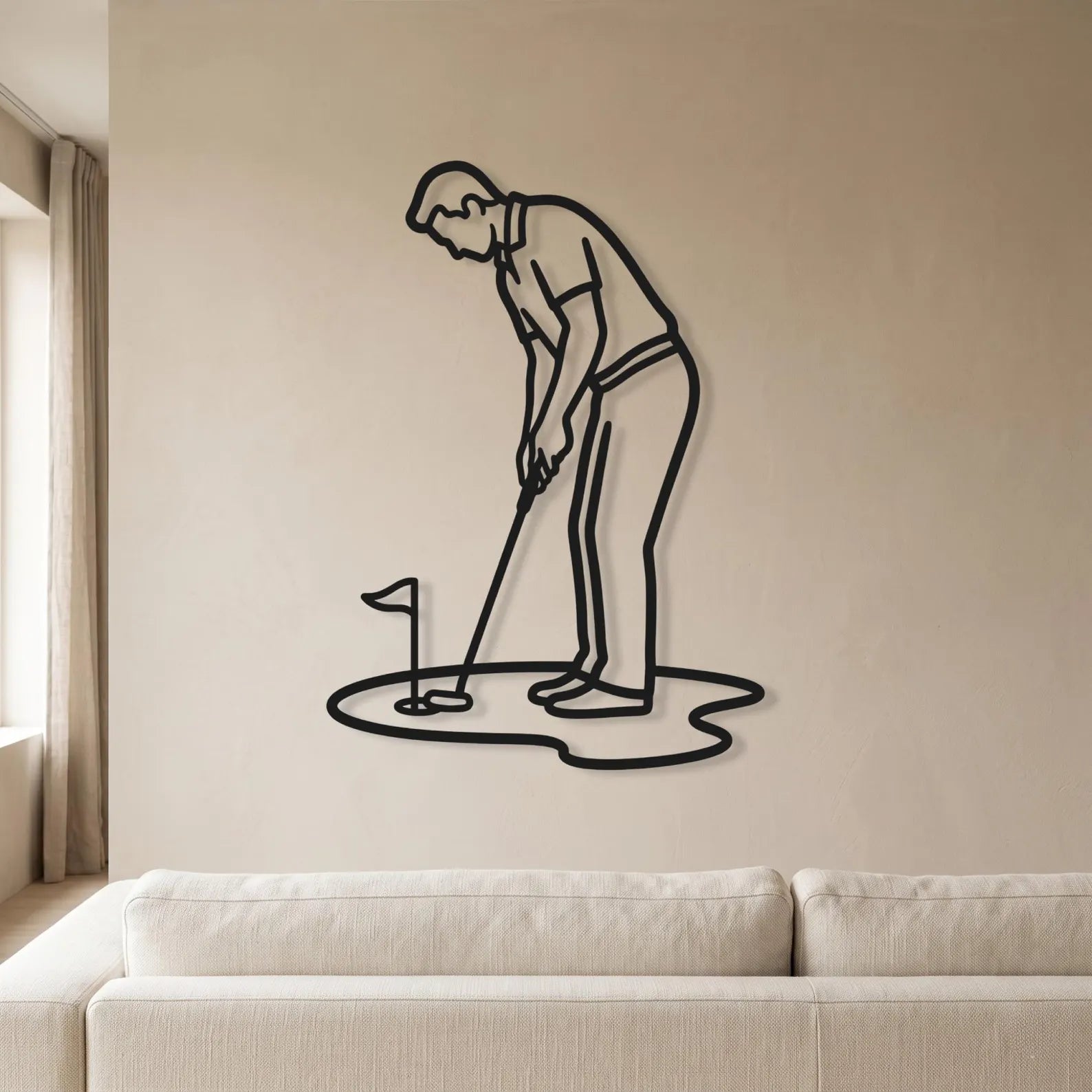 Golfer Metal Wall Art – Minimalist Putting Decor for Office and Man Cave Zeki Gözel. MWAGTP15