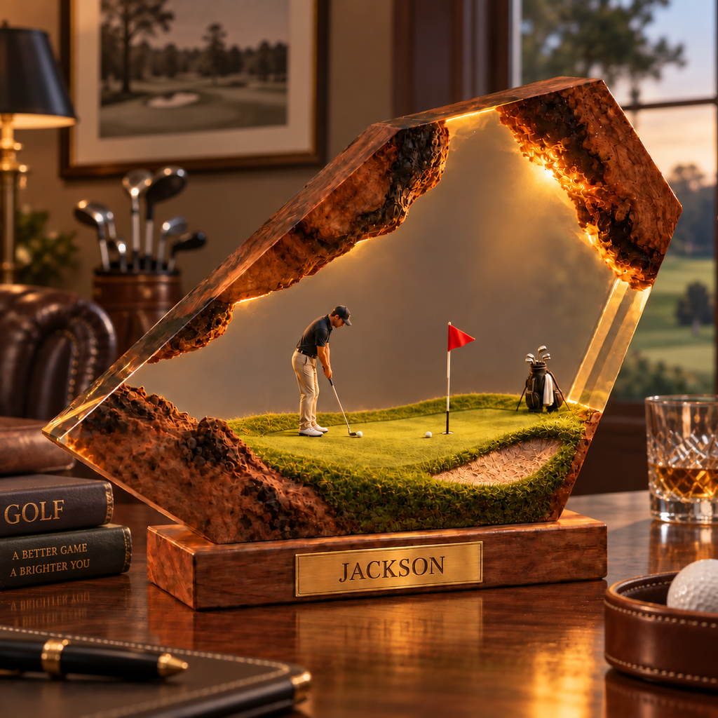 Personalized Golf Resin Lamp, Custom Golfer Desk Decor, Golf Lover Gift for Him, Custom Name Golf Night Light, RSLGOLF02