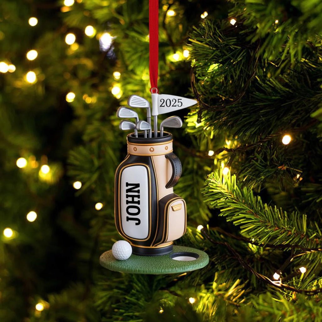 Personalized Golf Bag Ornament, Custom Name Golf Lover Christmas Ornament 2026, Gift for Golf Dad, Gift For Pro Golfer, Golf Club Gift 2026. ONMGTP15