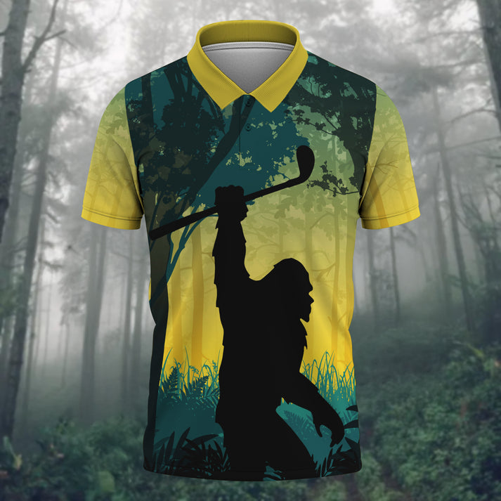 Bigfoot Men's Golf Polo Shirt, Golfing Apparel, Mens Golf Gift, Funny Golf Shirt, Gift for Dad & Husband, Polo For Golfer