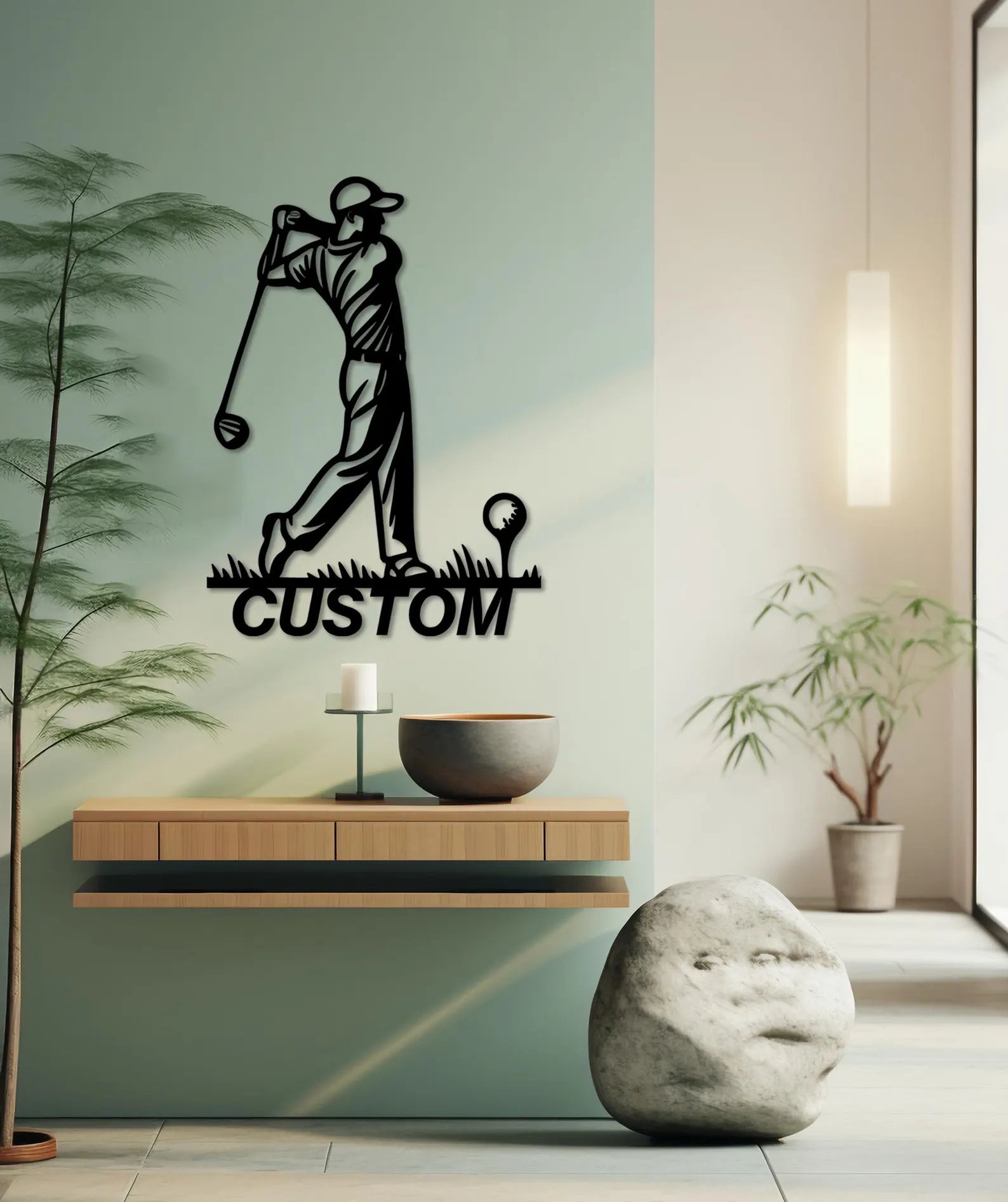 Custom Golf Metal Wall Art, Silhouette Home Decor Moon Art. MWAGTP19