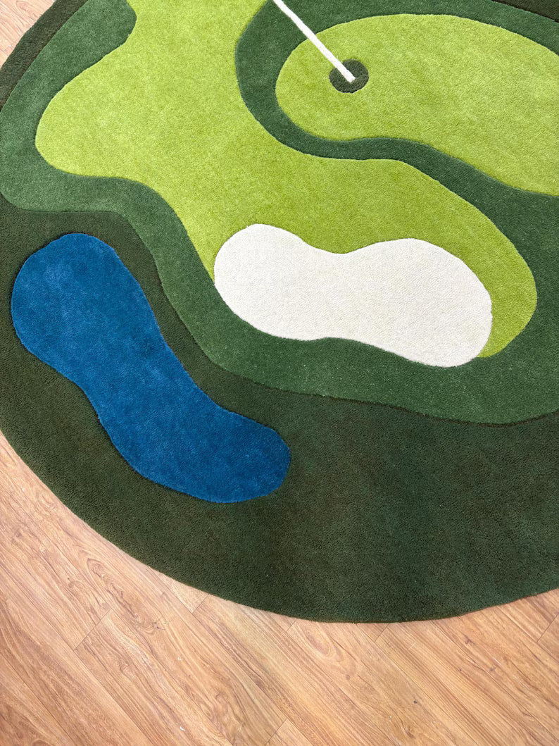 Golf Green Wool Area Rug Streetwear Game Decore . RGTP8