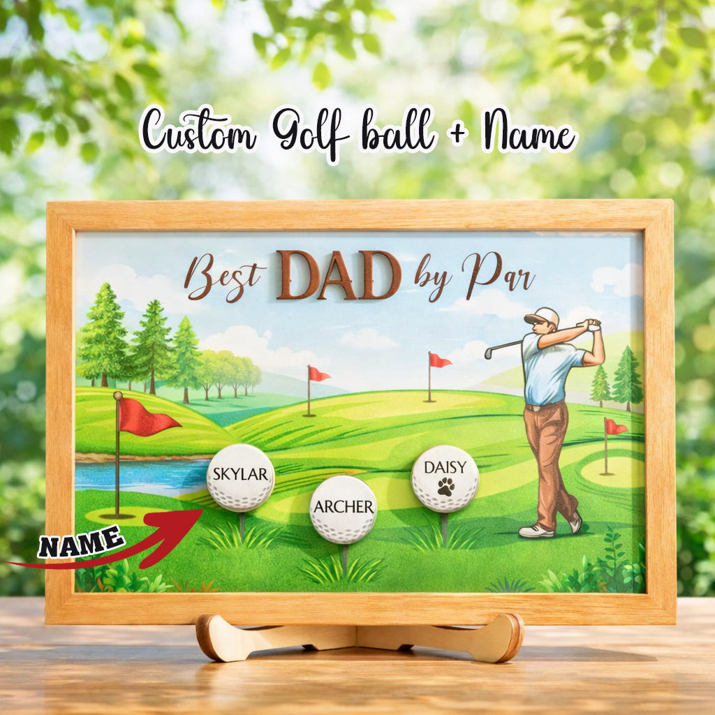 Personalized Dad Golf Tracker Sign, Custom 3D Wooden Golf, Custom Golf Keeper, Desk Decor Gift for Dad, Father Day Gift WSGTP03