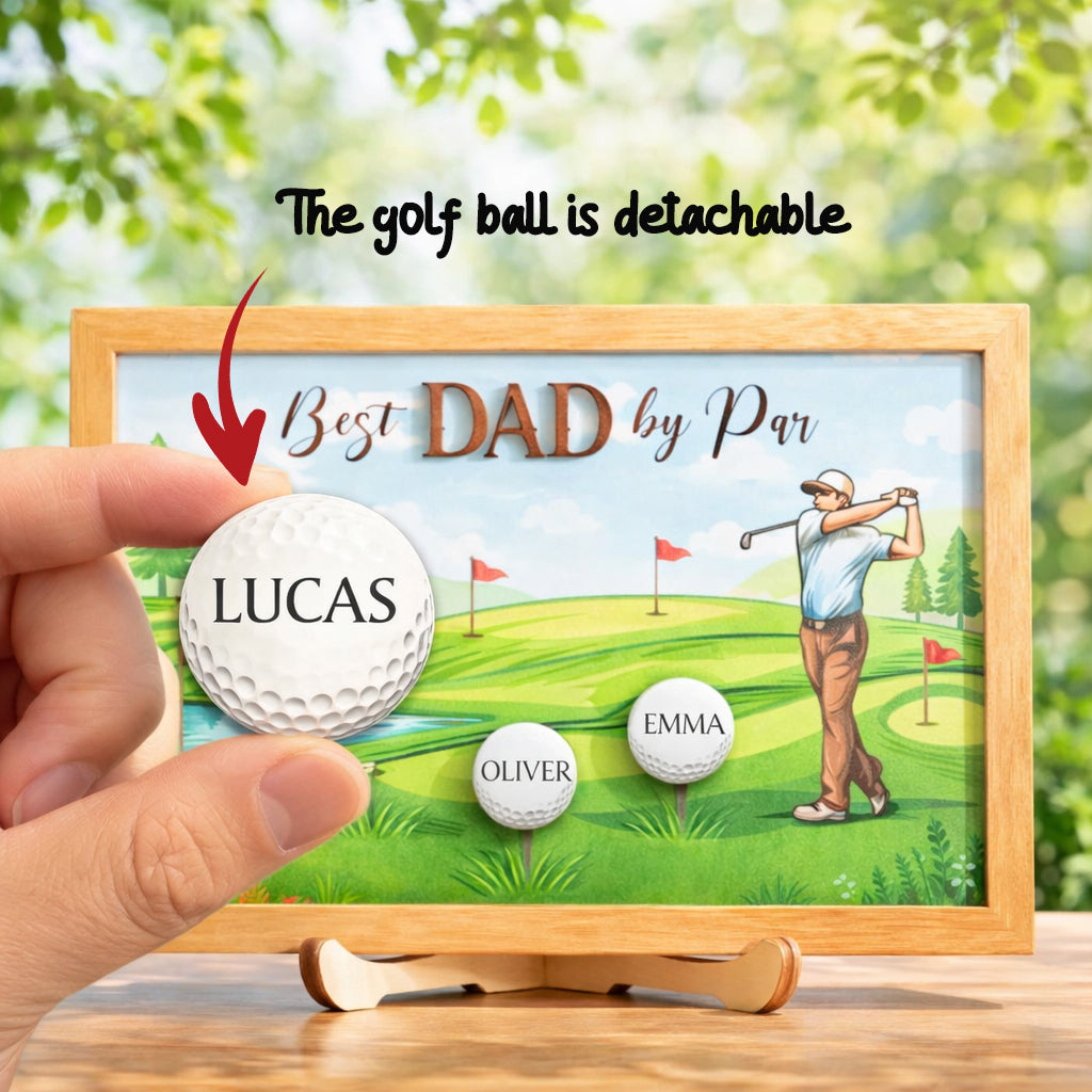 Personalized Dad Golf Tracker Sign, Custom 3D Wooden Golf, Custom Golf Keeper, Desk Decor Gift for Dad, Father Day Gift WSGTP03