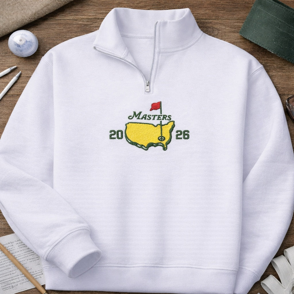 Embroidered Golf Tournament Quarter Zip, Masters Golf Inspired Embroidered, Zip Quarter Zip, Golfer Gift ZQSGTP01