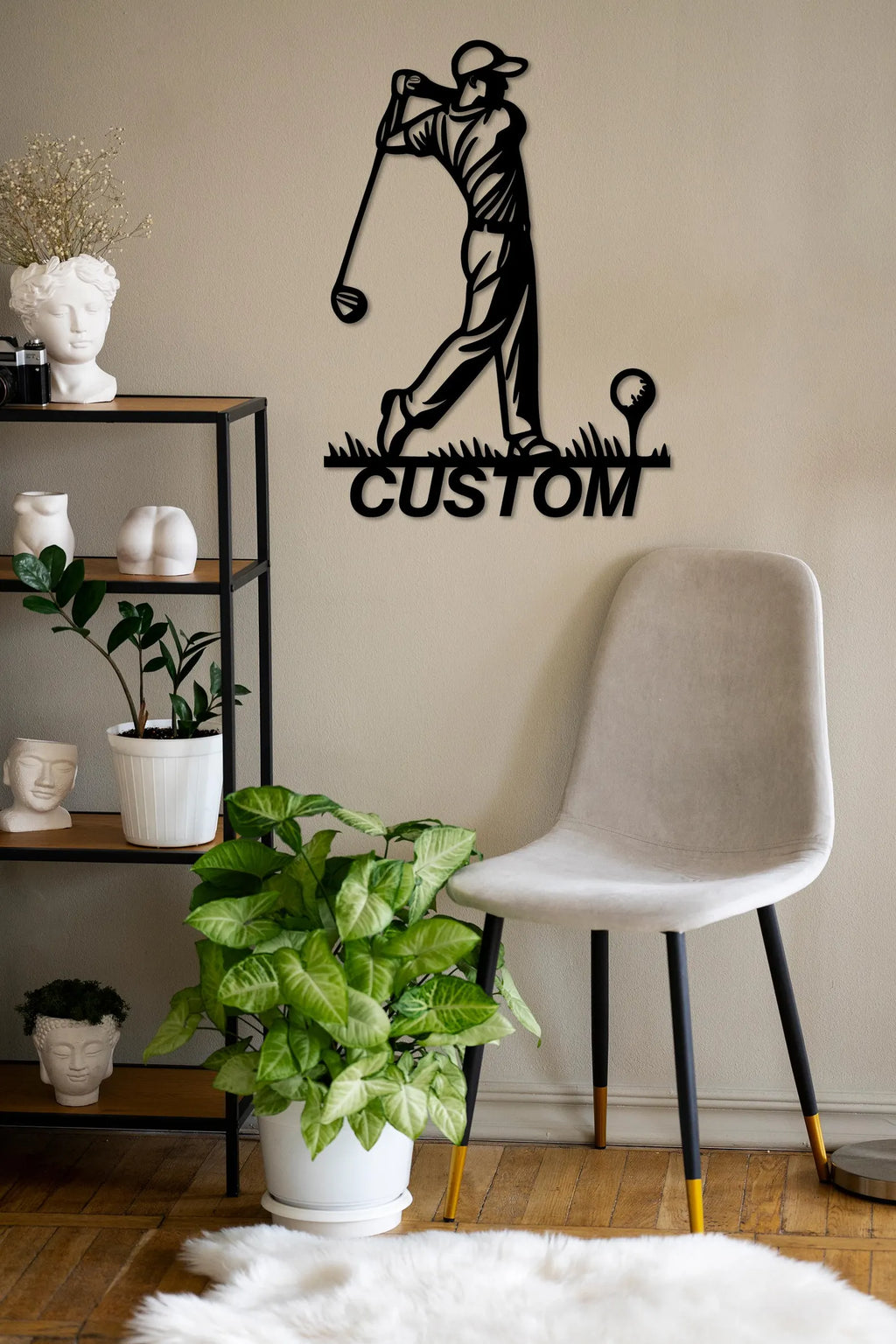 Custom Golf Metal Wall Art, Silhouette Home Decor Moon Art. MWAGTP19
