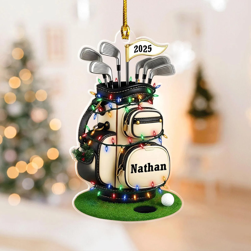 Custom Name Golf Ornament 2026, Personalized Golf Bag Gift for Him, Golf Lover Christmas Keepsake, Golfing Dad Mom Xmas, Pro Golfer Decor. ONMGTP17
