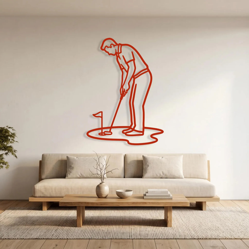 Golfer Metal Wall Art – Minimalist Putting Decor for Office and Man Cave Zeki Gözel. MWAGTP15