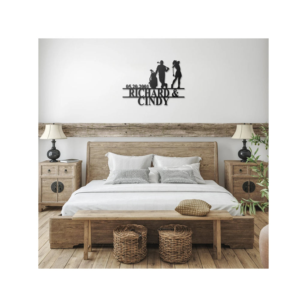 Custom Husband And Wife Golf Metal Sign, Gift For Golf Lovers, Couple Golfer Golf Player Sign Steel Wall Hanging. MWAGTP09