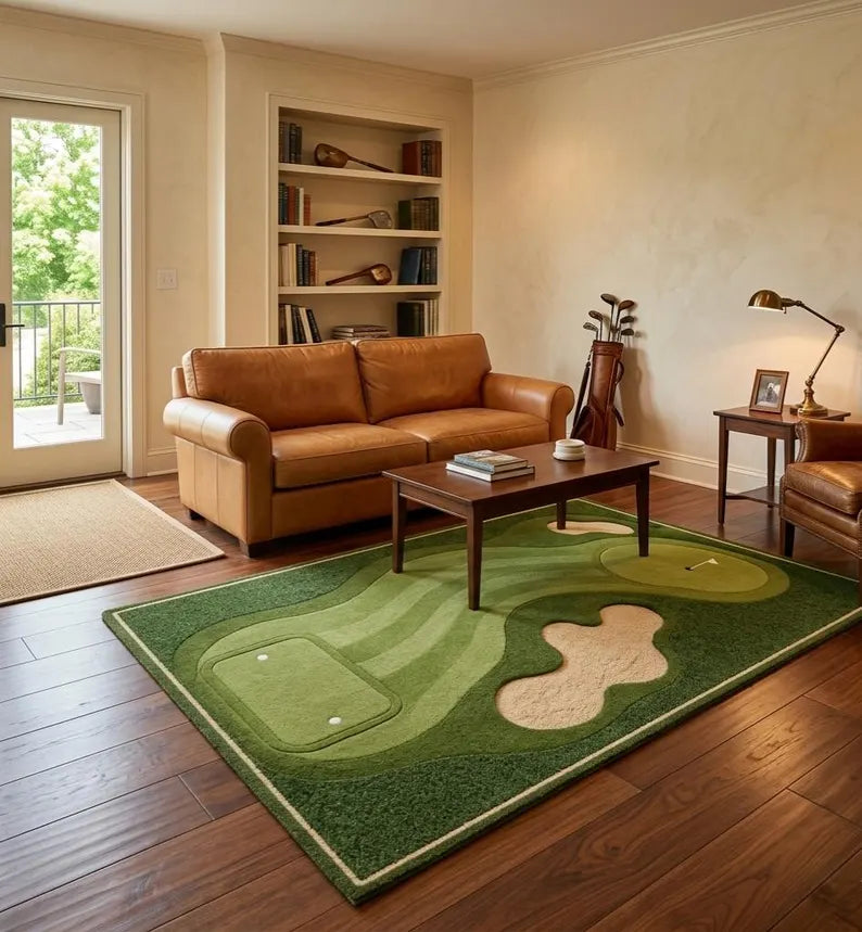 Golf Course Area Rug for Kids Playroom & Nursery – Fun 3D Green Fairway Carpet – Unique Sport Decor for Golf Lovers, Gamers,. RGTP25