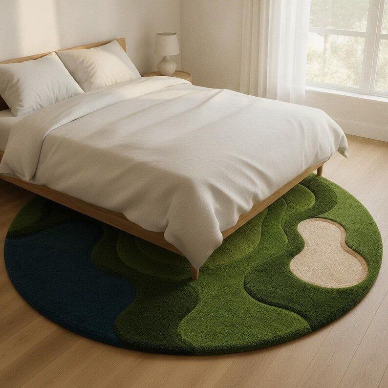 Golf Course Area Rug, Round Golf Green Rug, Sports Theme Carpet, Golf Lover Gift Rug, Putting Green Inspired Area Rug,Golf Course Home Decor. RGTP23