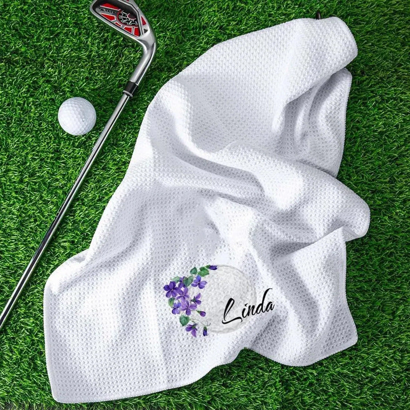 Personalized Golf Towel with Custom Name, Floral Golf Ball Waffle Towel, Golfer Gift for Women, Golf Accessories TWGTP06