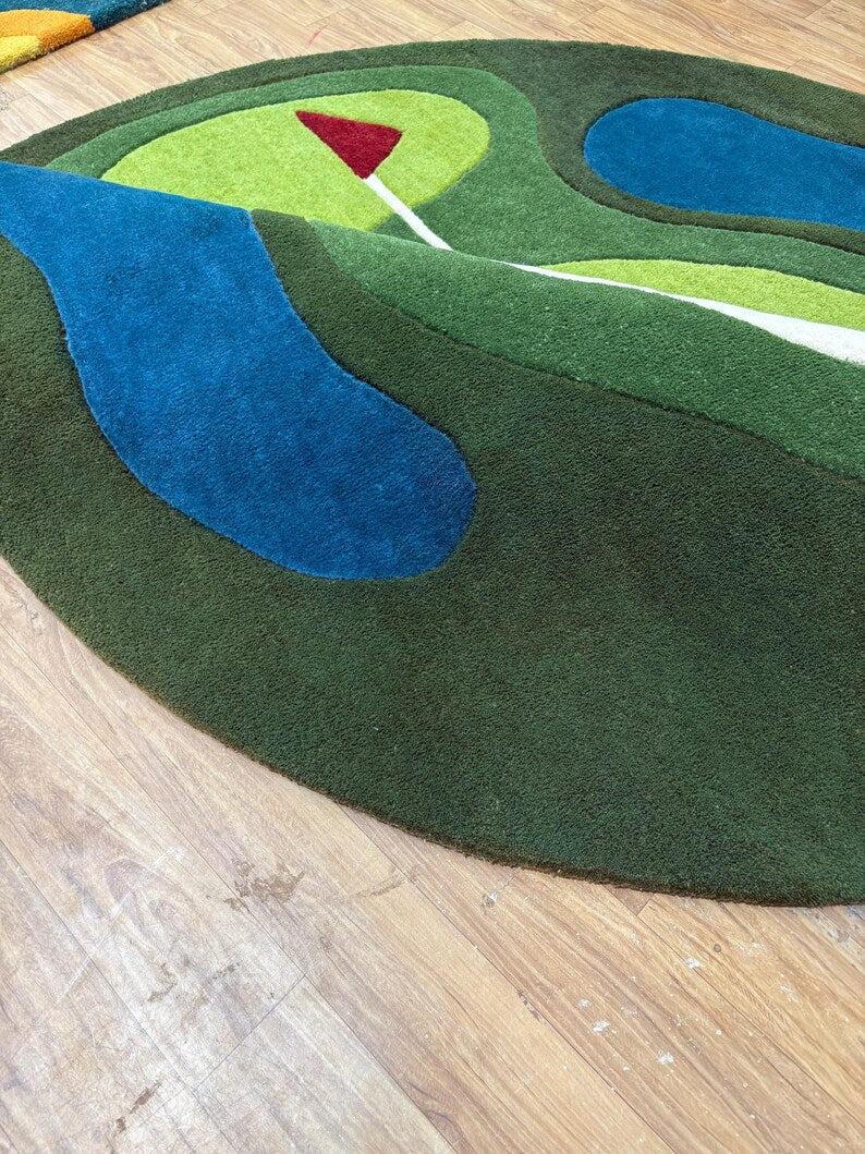 Golf Green Wool Area Rug Streetwear Game Decore . RGTP8
