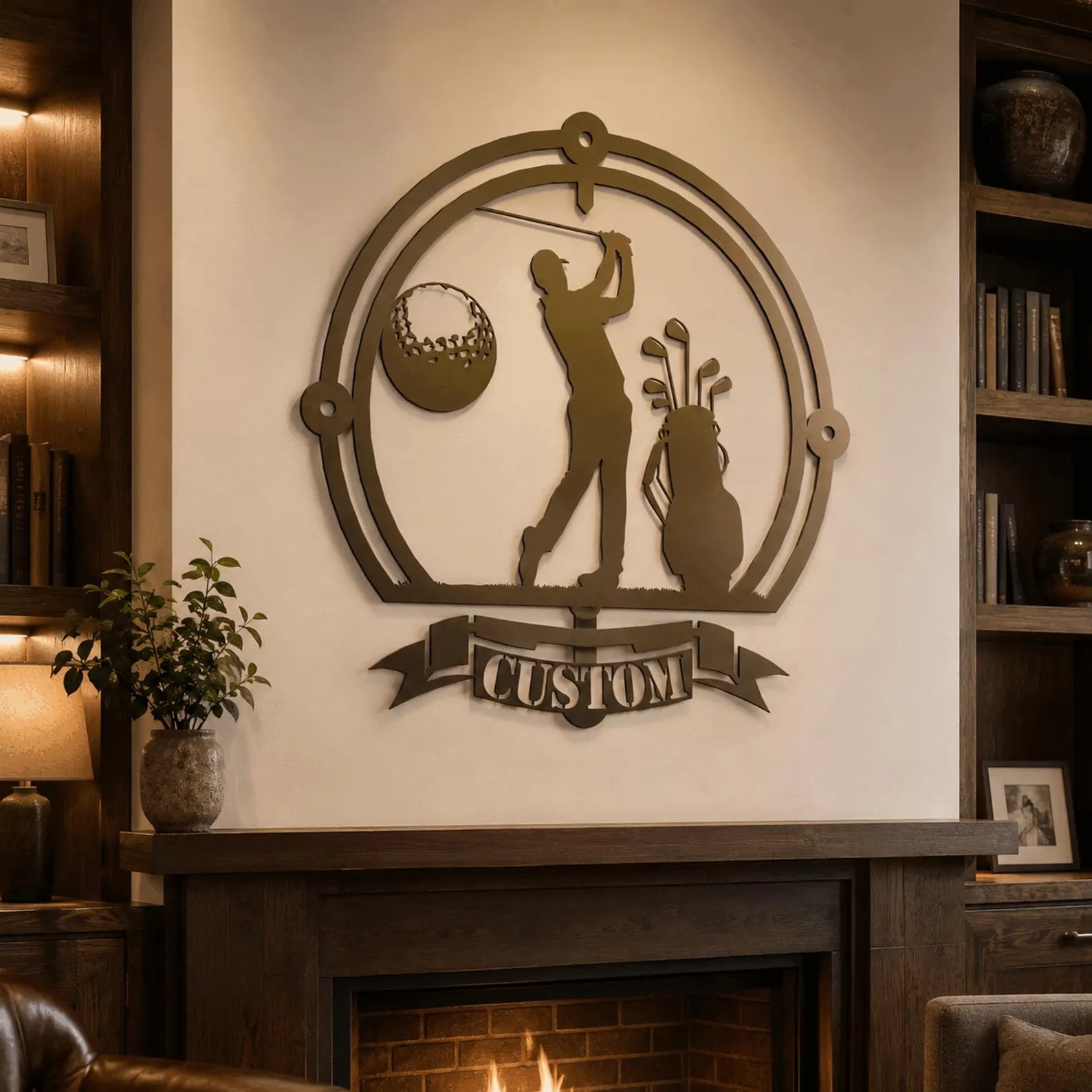Personalized Golf Metal Wall Art : Golfer Silhouette Decor. MWAGTP10