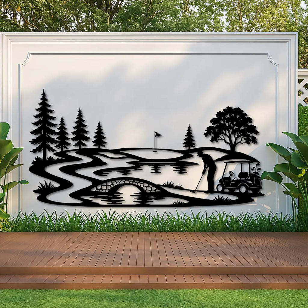 Golf Course Metal Wall Art, Golfer Gift Decor, Golf Man Cave Art, Golf Metal Signs, Gift For Golf Lover, Golf Swing Wall Art For Man Cave. MWAGTP01