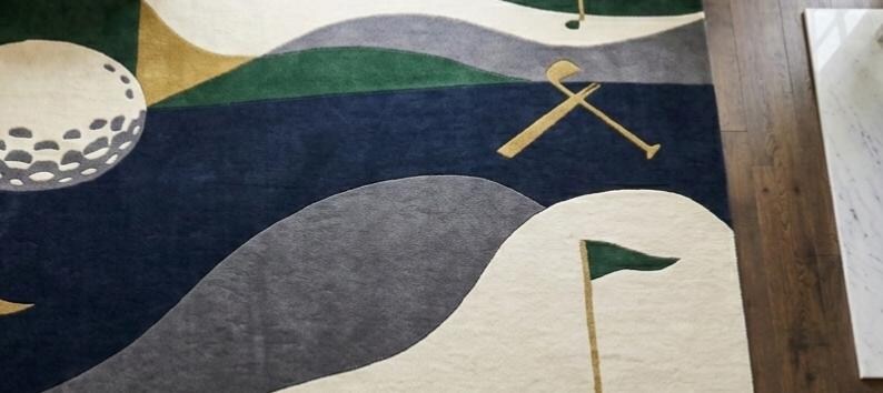 Hand Tufted Wool Rug | Abstract Blue Art, Modern Carpet . RGTP9
