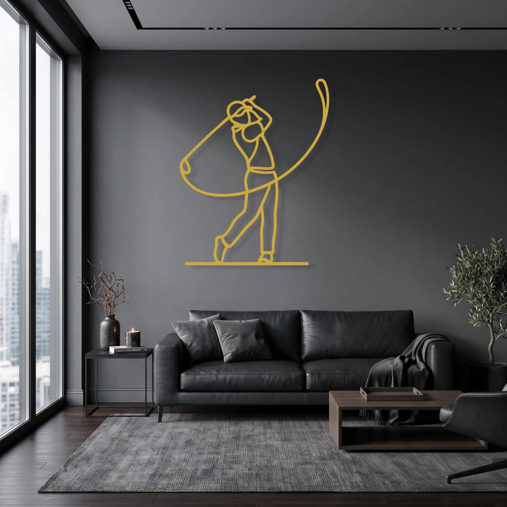 Female Golfer Wall Art – Minimalist Metal Golf Decor for Home Office Zeki Gözel. MWAGTP16