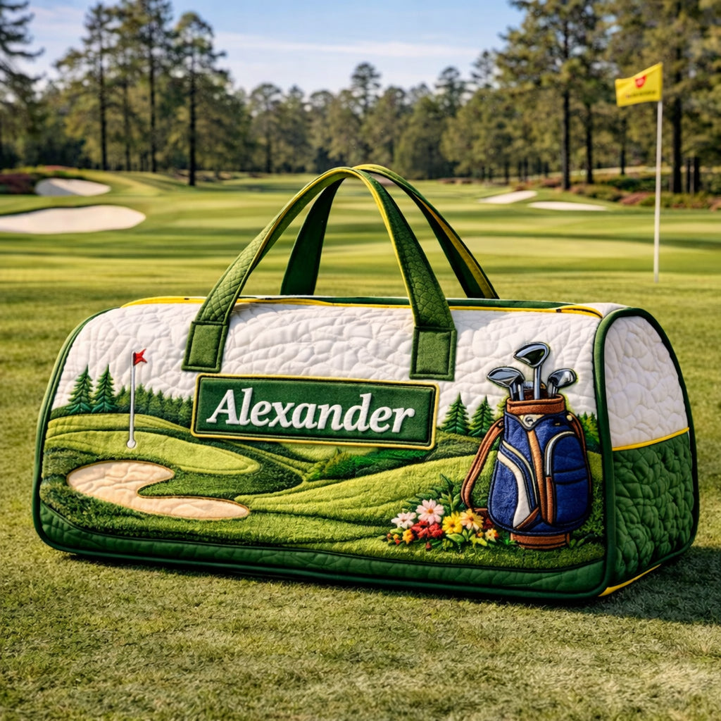 Custom Golf Course Quilted Duffle Bag, Travel Bag, Custom Duffle Bags, Golf Bag, Sport Bag Gift GDQ02