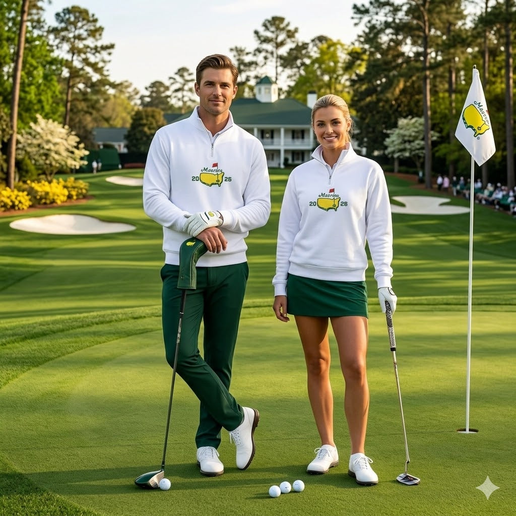 Embroidered Golf Tournament Quarter Zip, Masters Golf Inspired Embroidered, Zip Quarter Zip, Golfer Gift ZQSGTP01