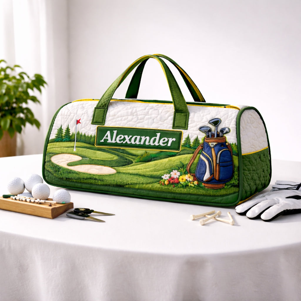 Custom Golf Course Quilted Duffle Bag, Travel Bag, Custom Duffle Bags, Golf Bag, Sport Bag Gift GDQ02