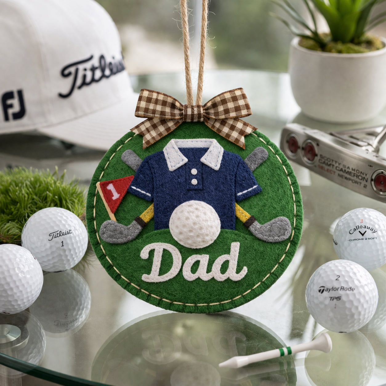 Custom Dad Golf Course Felt Ornament, Dad Golf Ornament, Father Day Gift, Handmade Golf Felt Ornament, Golf Lover Decor, Hanging Decor, Holiday Keepsake Gift ONMGTP05