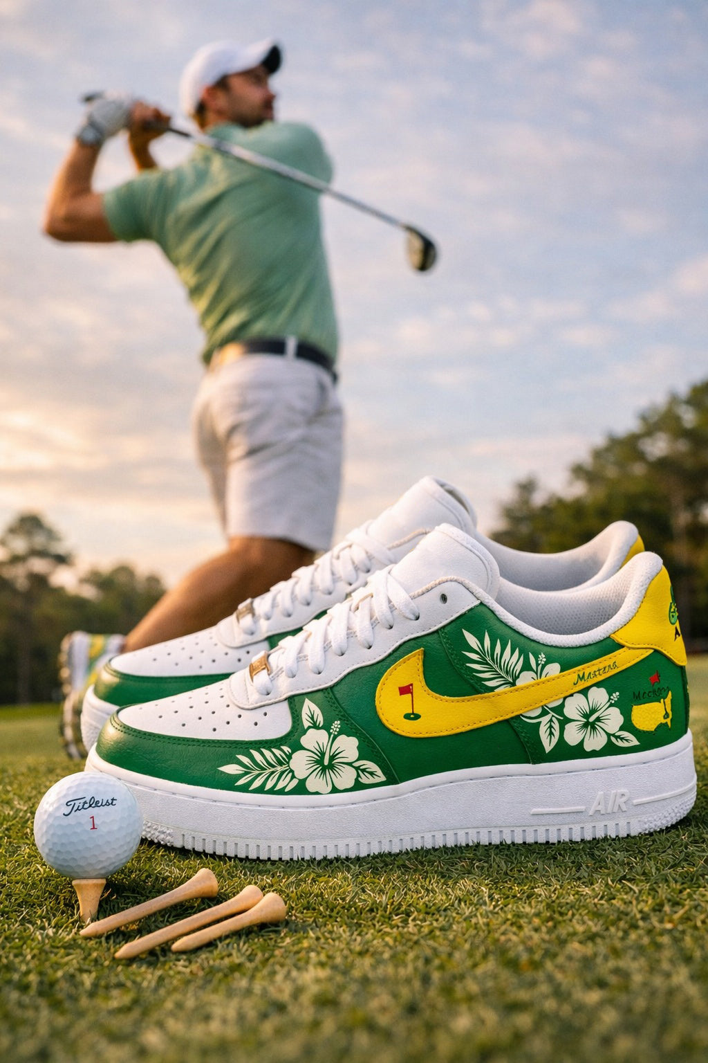 Hibiscus Tropical Golf Sneakers, Tropical Floral Golf Shoes, Custom Golf Sneaker, Unique Golf Gift for Golf Lovers SHGTP14
