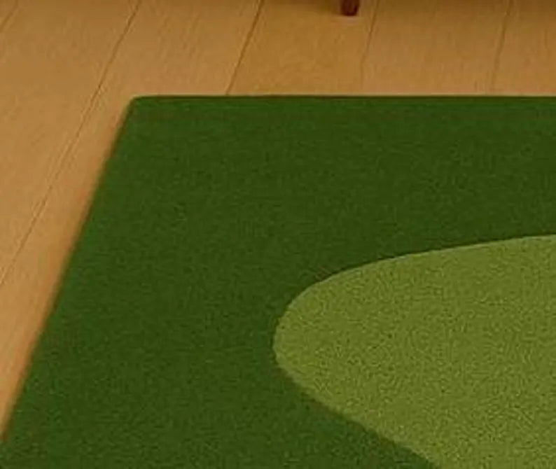 Hand Tufted Golf Green Abstract Area Rug, Modern Minimalist Living Room Carpet . RGTP13