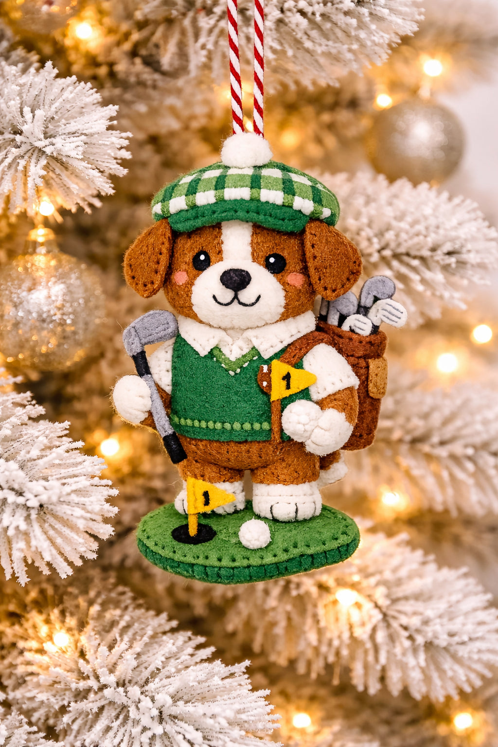 Custom Dad By Par Golf Felt Ornament, Cute Dad And Dog Golf Ornament, Father Day Gift, Handmade Golf Felt Ornament, Golf Lover Decor, Hanging Decor, Holiday Keepsake Gift ONMGTP03