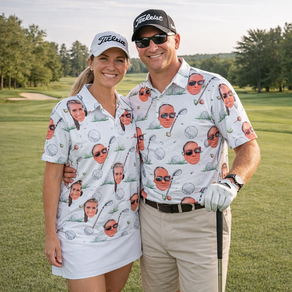 Custom Photo Polo Shirt for Golfer, Funny Golf Pattern On Polo Shirt, Personalized Short Sleeve Golf Shirt, Custom Polo for Golfer, Custom Polo Shirt Gift PLSGTP13