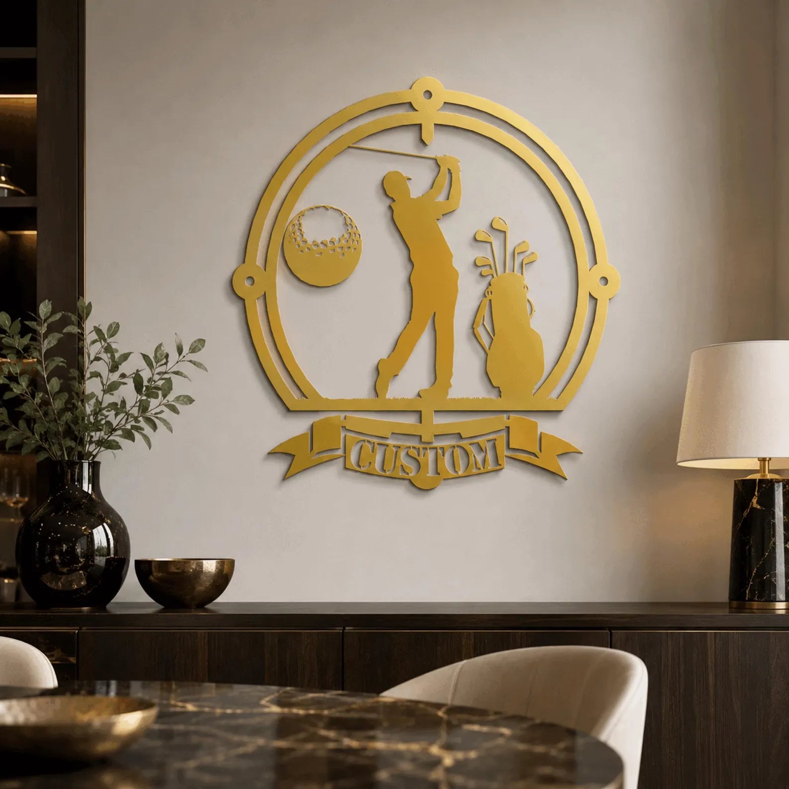 Personalized Golf Metal Wall Art : Golfer Silhouette Decor. MWAGTP10