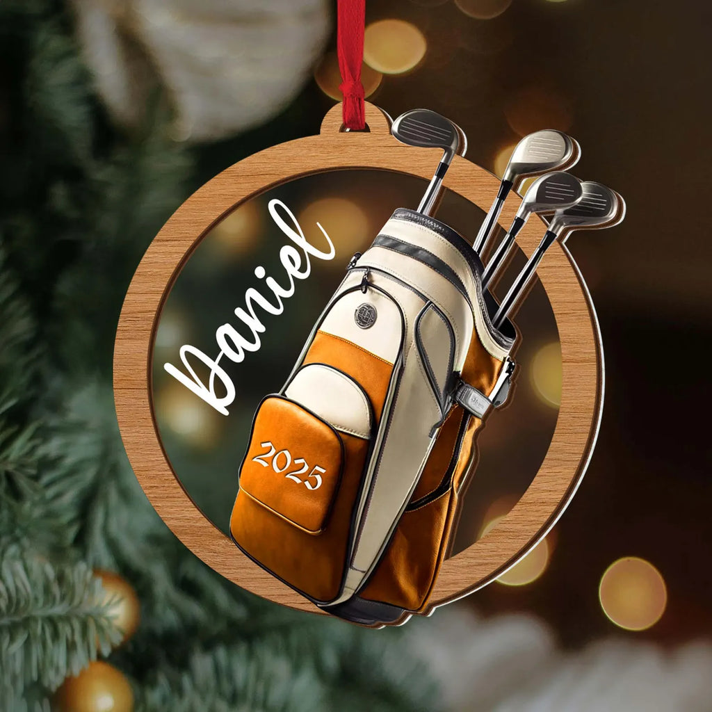 Custom Name Golf Christmas Ornament, Personalized Golf Backpack Ornament, Golf Club Keepsake, Golfer Gift, Golf Lover Gift, Golf Player Gift. ONMGTP14