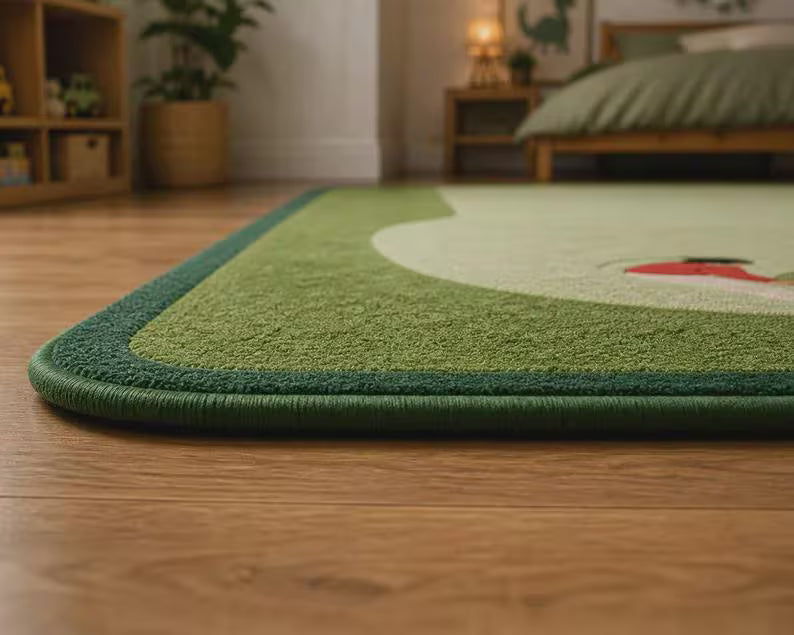 Hand-Tufted Wool Golf Course Area Rug, Green Landscape Pattern, Novelty Sports Carpet. RGTP17