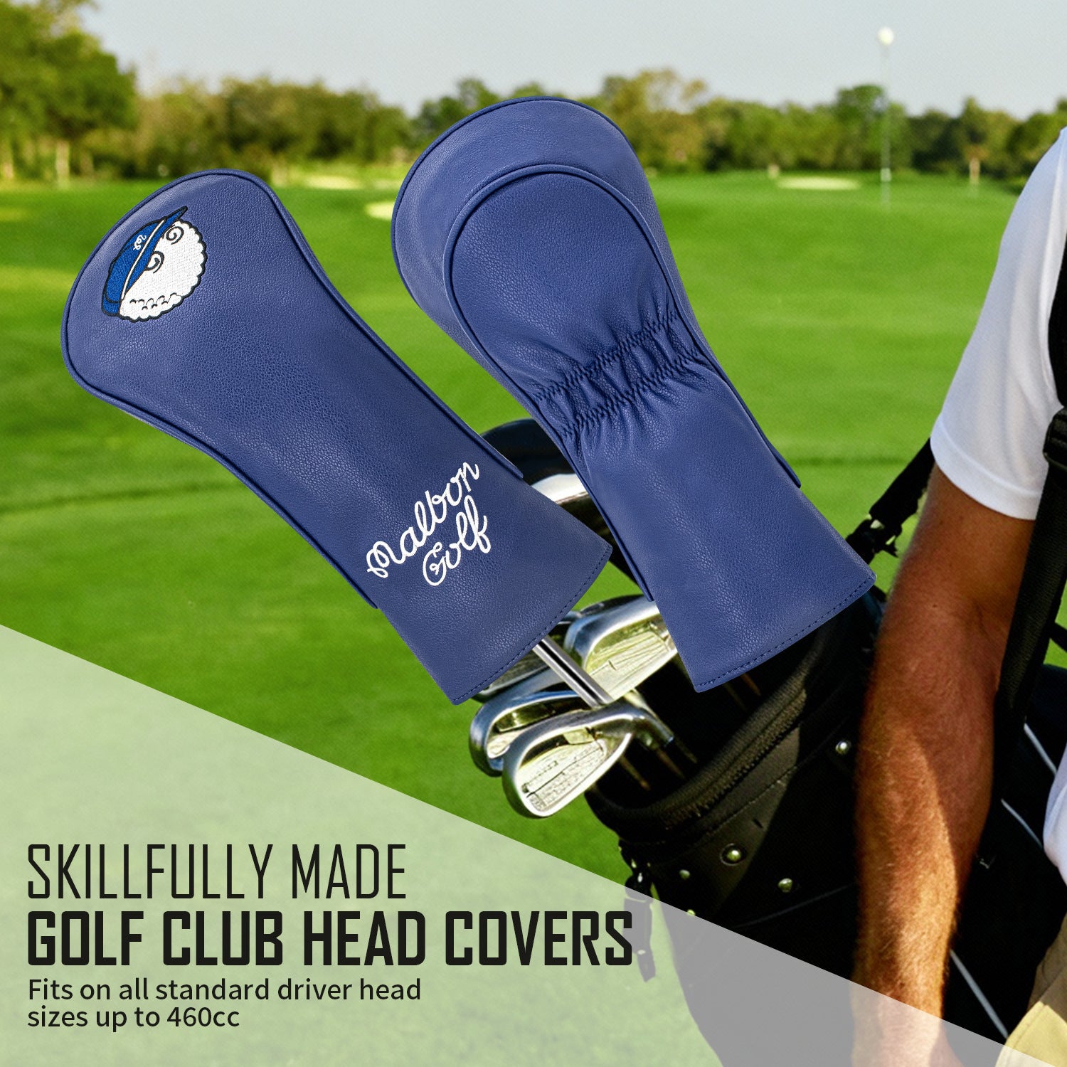 Blue Fisherman Golf Club Protective Cover, Thickened Waterproof Pu Embroidery, Driver and Fairway Wood Club Head Cover. GHGOLF2