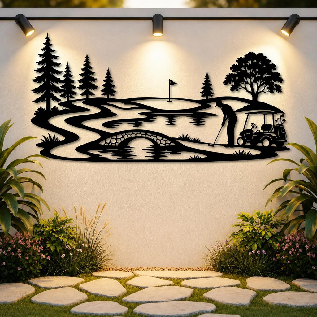 Golf Course Metal Wall Art, Golfer Gift Decor, Golf Man Cave Art, Golf Metal Signs, Gift For Golf Lover, Golf Swing Wall Art For Man Cave. MWAGTP01