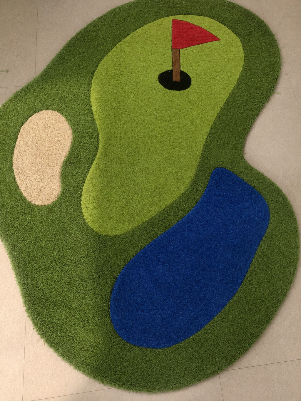 Golf Green Wool Area Rug: Streetwear Game Room Decor. RGTP26