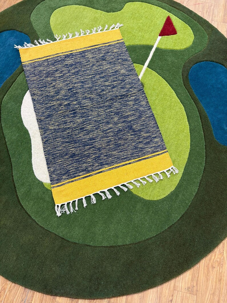 Golf Green Wool Area Rug Streetwear Game Decore . RGTP8