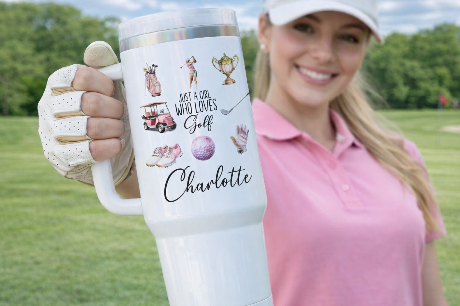Just A Girl Who Love Golf Tumbler 40oz, Custom Golf Tumbler, Golf Club Tumblers, Printed Golf Tumblers With Handle, Mug Gift, Travel Cup TBGTP12
