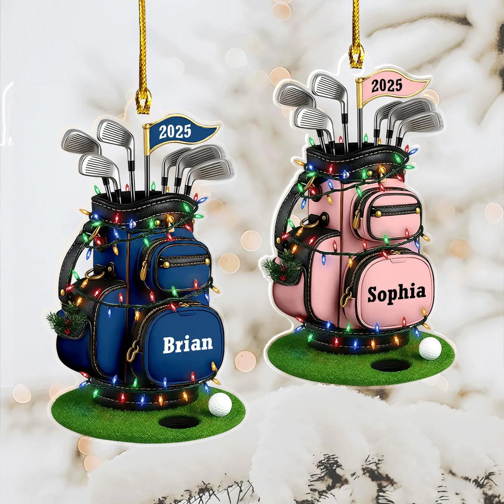 Custom Name Golf Ornament 2026, Personalized Golf Bag Gift for Him, Golf Lover Christmas Keepsake, Golfing Dad Mom Xmas, Pro Golfer Decor. ONMGTP17