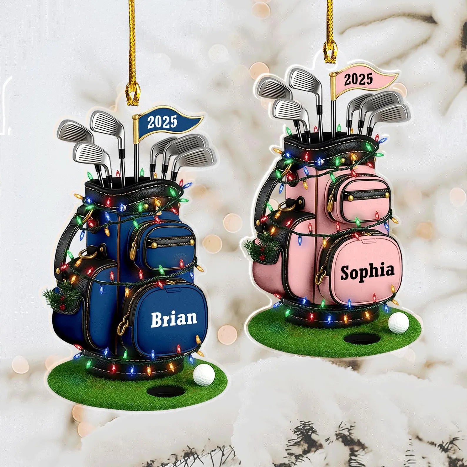 Custom Name Golf Ornament 2026, Personalized Golf Bag Gift for Him, Golf Lover Christmas Keepsake, Golfing Dad Mom Xmas, Pro Golfer Decor. ONMGTP17
