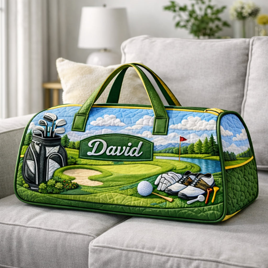 Custom Golf Course Art Quilted Duffle Bag, Travel Bag, Custom Duffle Bags, Golf Bag, Sport Bag Gift GDQ03