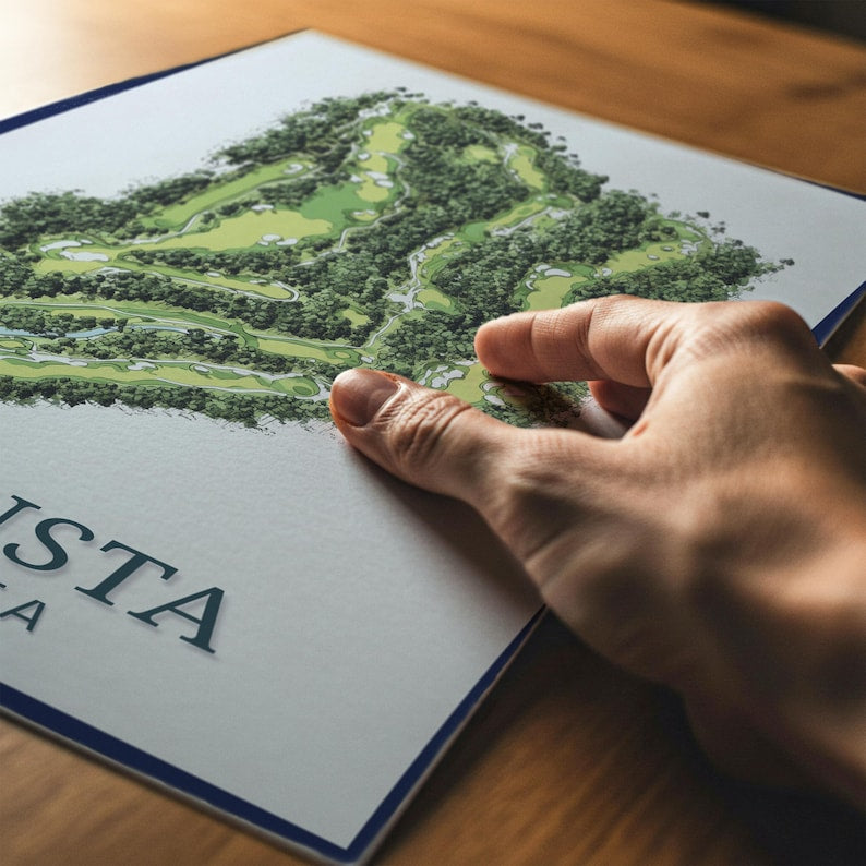 Augusta National Golf Course Map Print, Vintage Augusta Golf Wall Art, Masters Golf Poster, Golf Gift, Cave or Office Decor PTGTP14