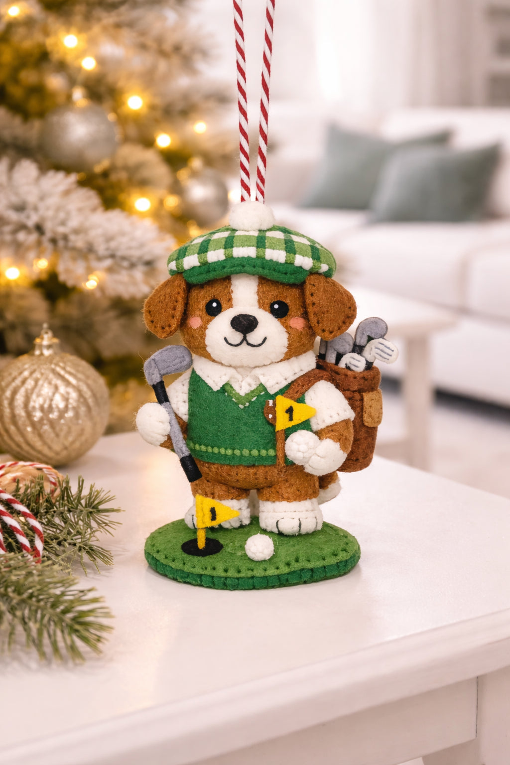 Custom Dad By Par Golf Felt Ornament, Cute Dad And Dog Golf Ornament, Father Day Gift, Handmade Golf Felt Ornament, Golf Lover Decor, Hanging Decor, Holiday Keepsake Gift ONMGTP03