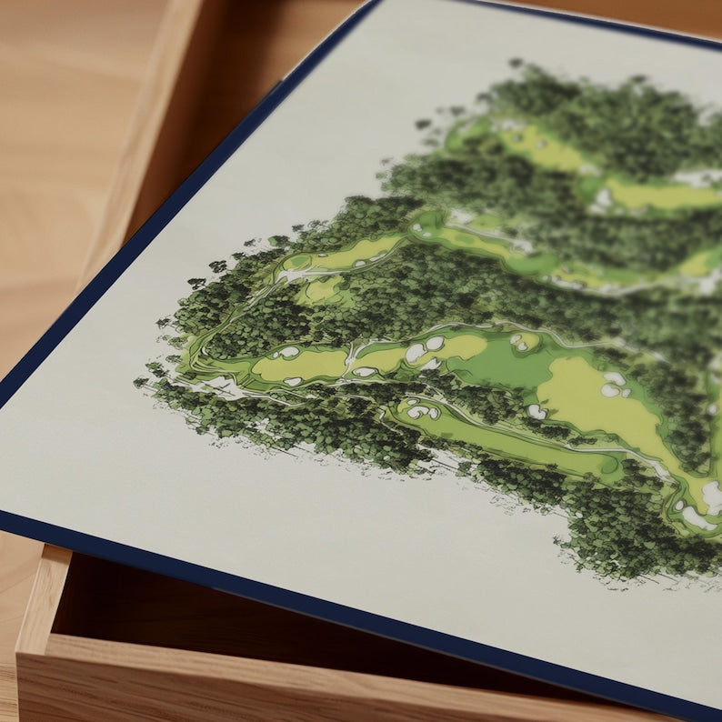 Augusta National Golf Course Map Print, Vintage Augusta Golf Wall Art, Masters Golf Poster, Golf Gift, Cave or Office Decor PTGTP14